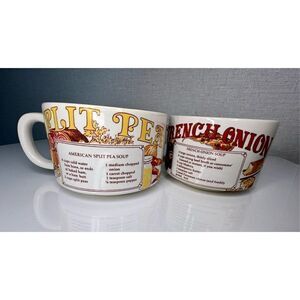 Bundle Of Two Vintage Glass Soup Recipe Bowls With Handle